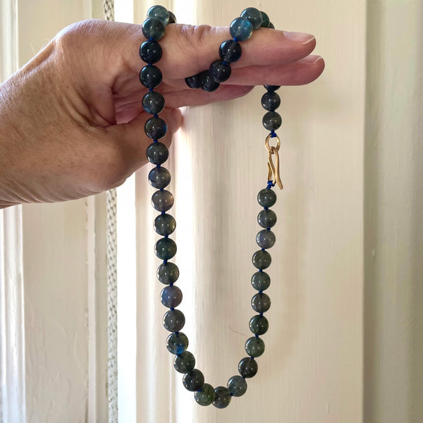velvety blue flash labradorite beaded strand