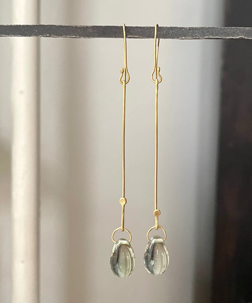 egg gem and stem earrings