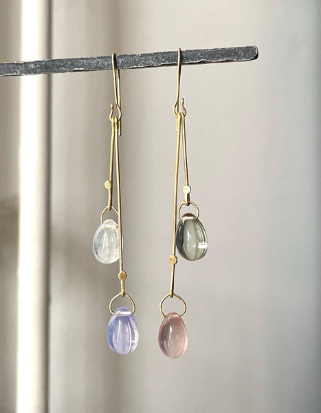 egg gem and stem earrings