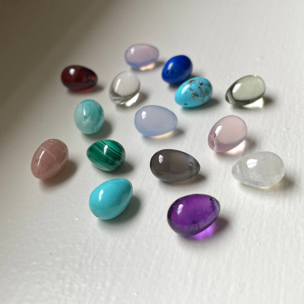 egg gem and stem earrings