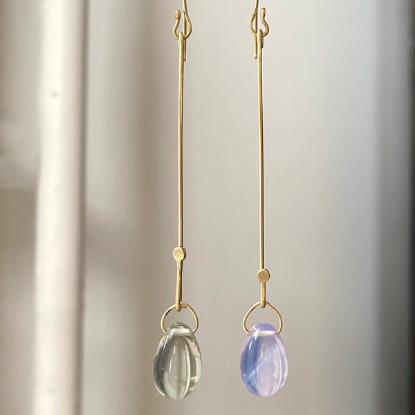 egg gem and stem earrings