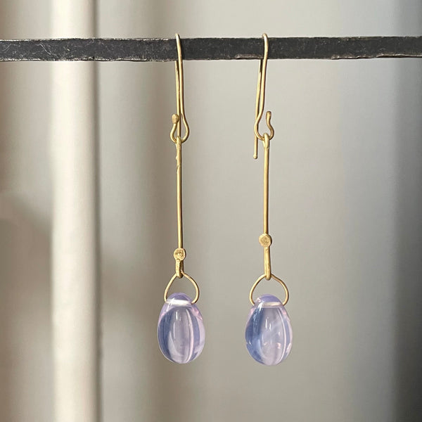 egg gem and stem earrings