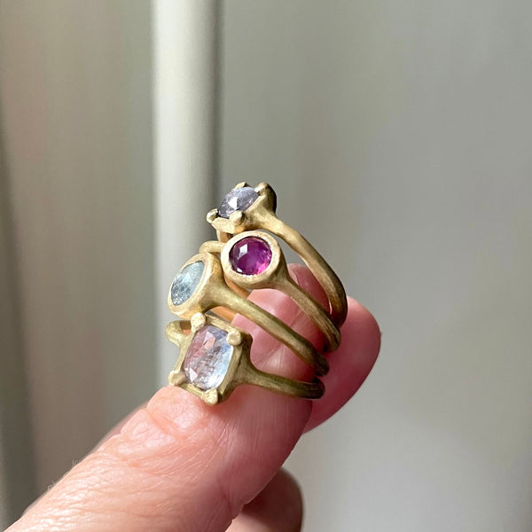 icy blue rose cut rectangle sapphire ring