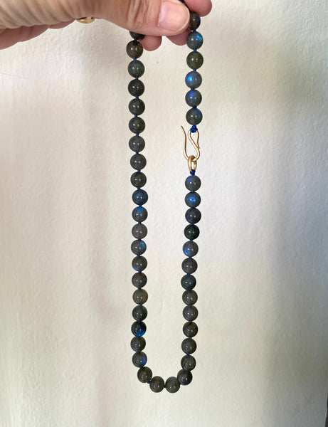 velvety blue flash labradorite beaded strand