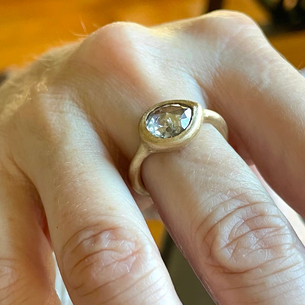 teardrop salt and pepper diamond ring