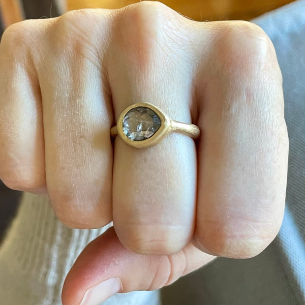 teardrop salt and pepper diamond ring