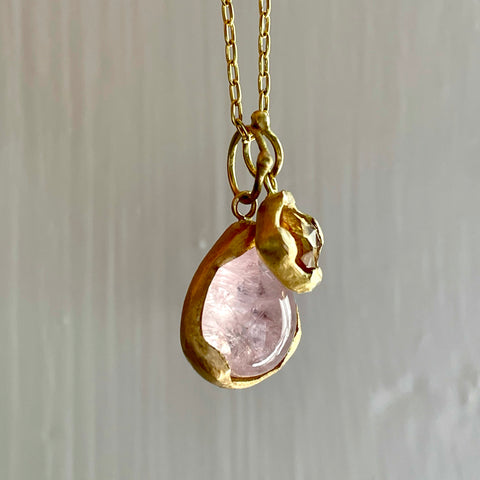 amber sapphire and morganite charm necklace