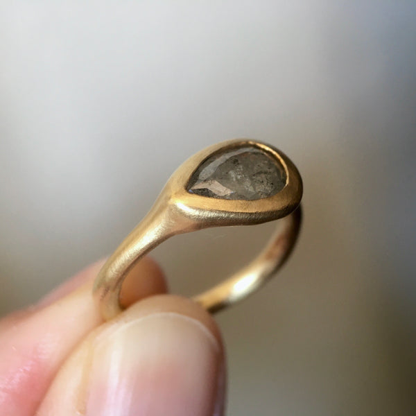 silver sparkle teardrop diamond ring