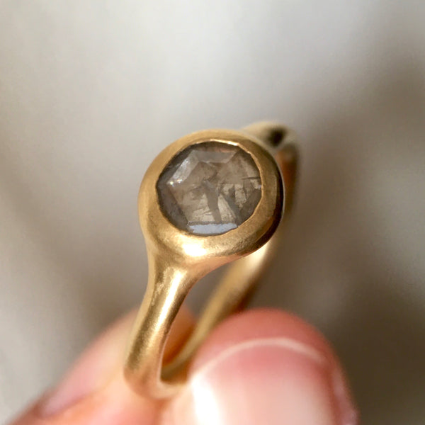 smokey gray round diamond ring