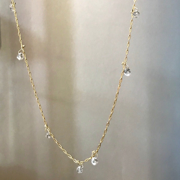 floating diamond briolette necklace