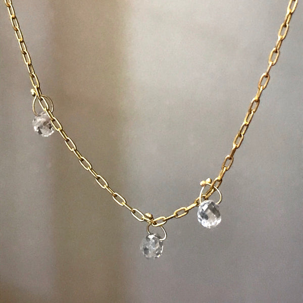 floating diamond briolette necklace