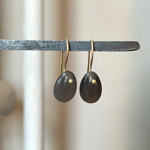 black moonstone egg earrings