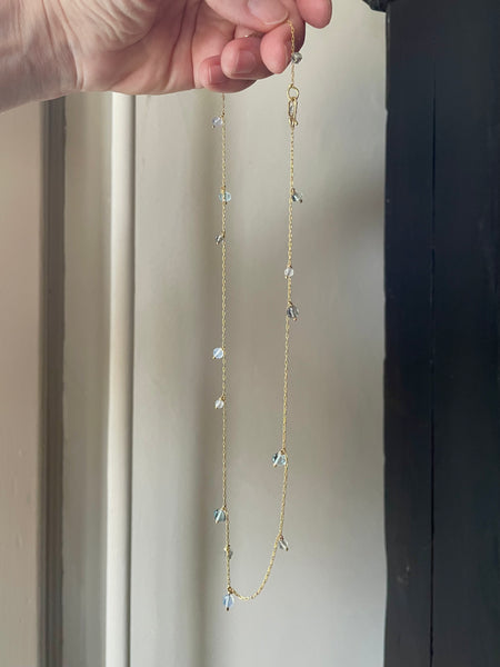 blue gem random sprinkle necklace