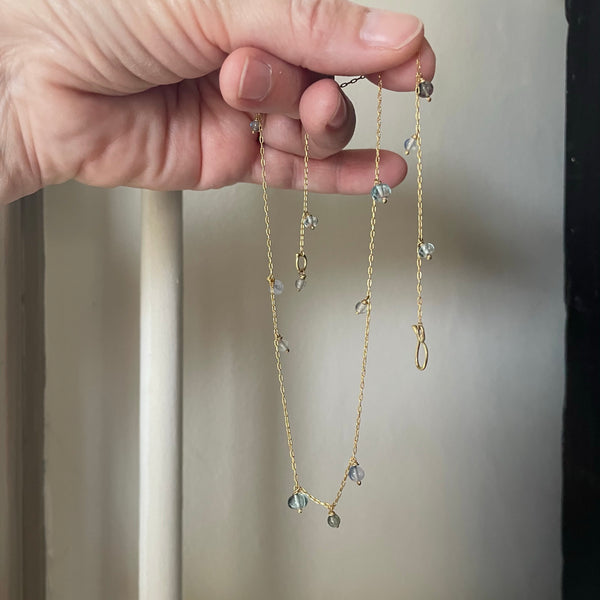 blue gem random sprinkle necklace