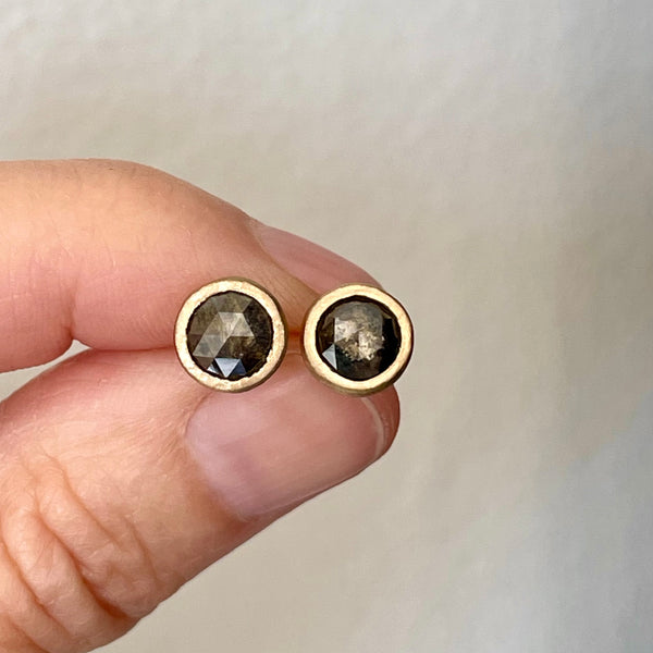 smokey sultry dark gray diamond stud earrings (NFS)