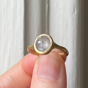 silvery oval diamond ring
