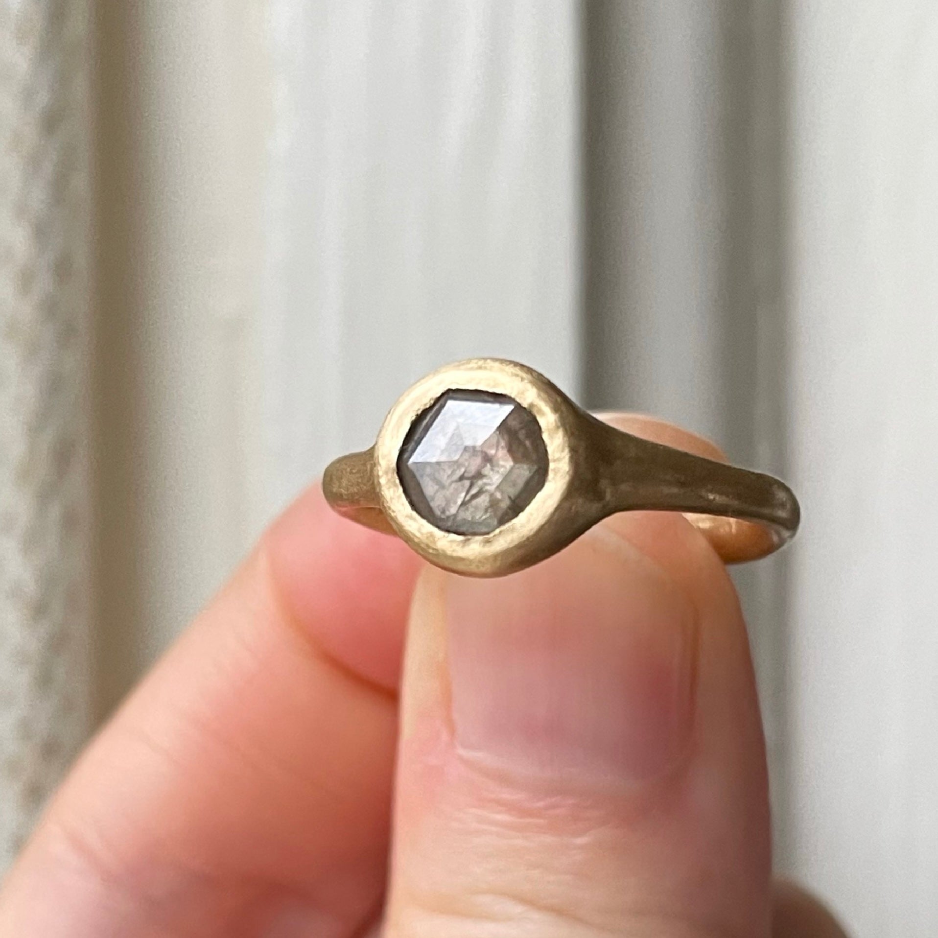 smokey gray round diamond ring