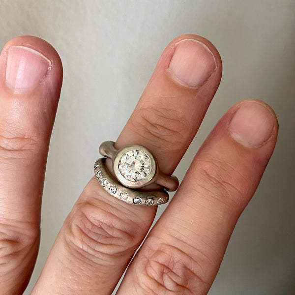 sculptural solitaire and wavy band set (NFS)