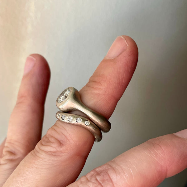 sculptural solitaire and wavy band set (NFS)