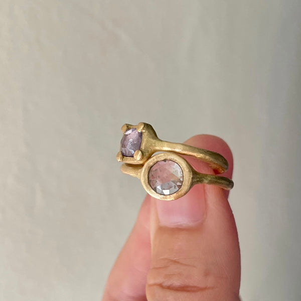 lavender rose cut square sapphire ring