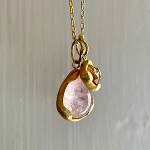 amber sapphire and morganite charm necklace