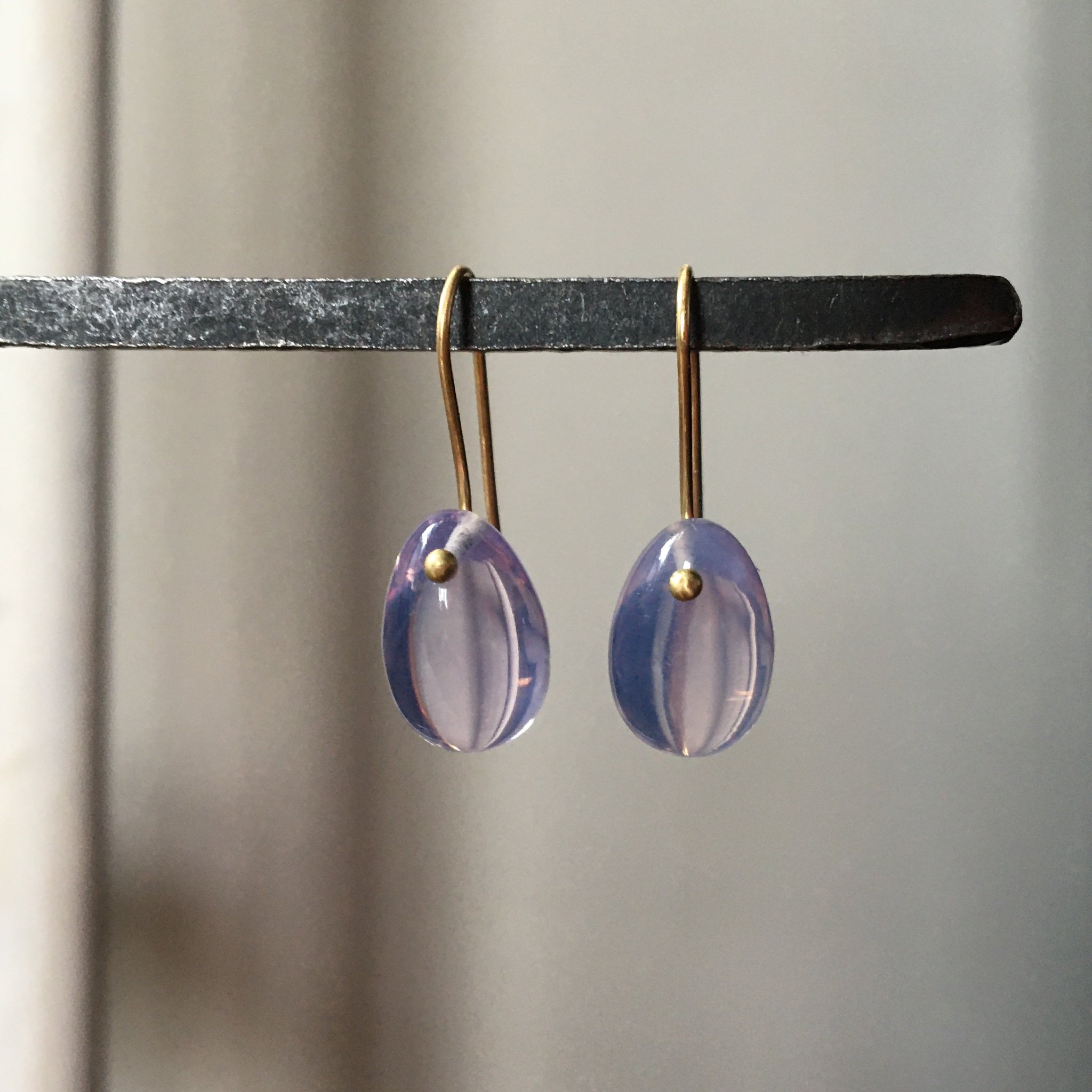 lavender quartz egg earrings