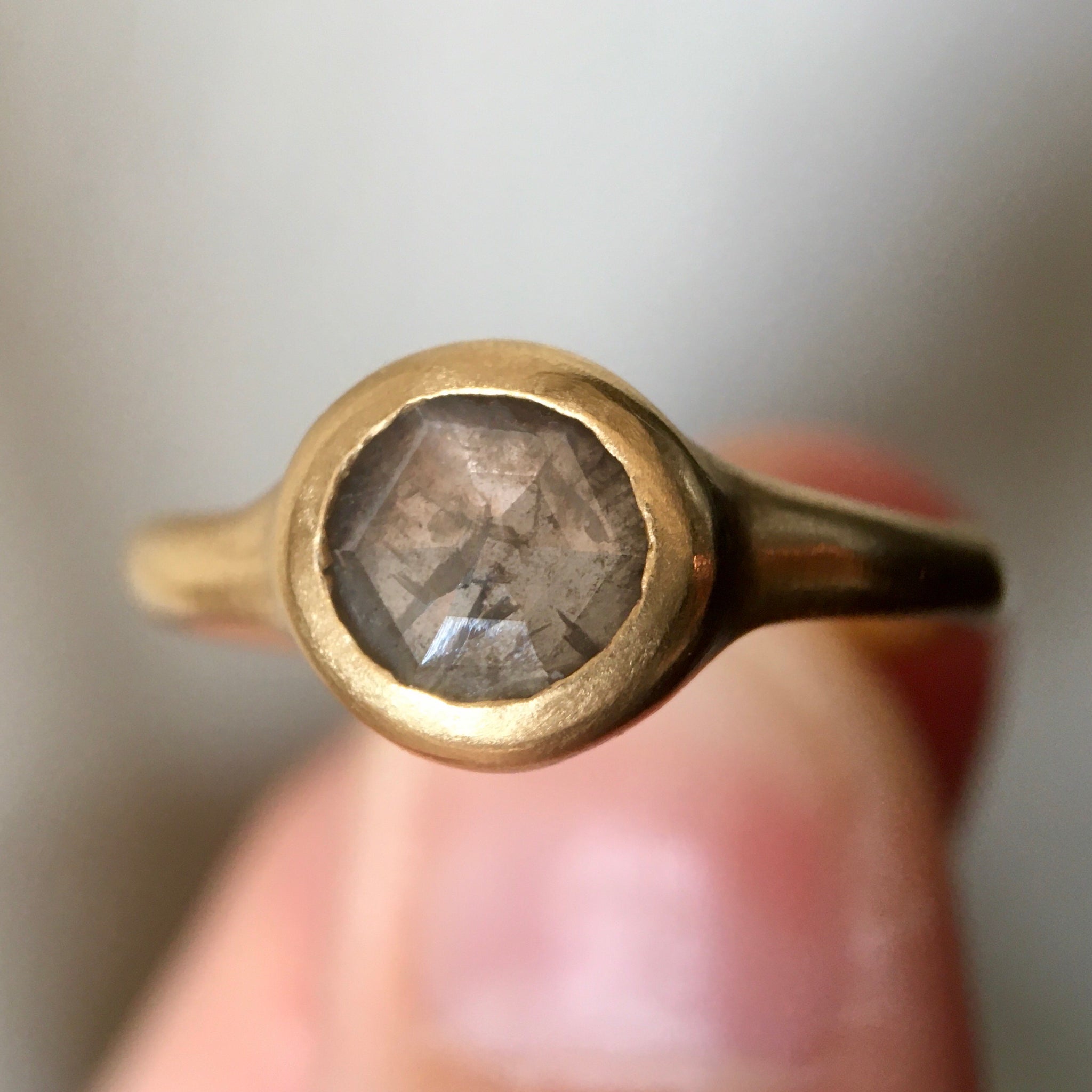 smokey gray round diamond ring