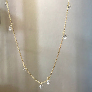 floating diamond briolette necklace