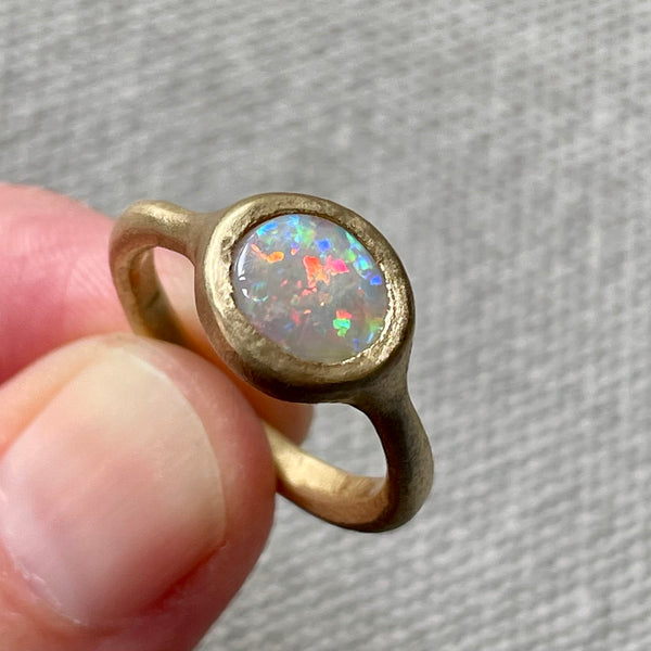 roundish oval opal ring