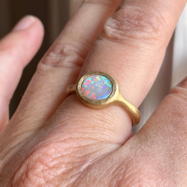 roundish oval opal ring