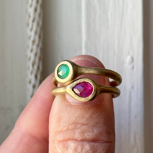 emerald and ruby stacking rings