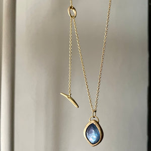 sapphire, quartz and mother of pearl shield pendant