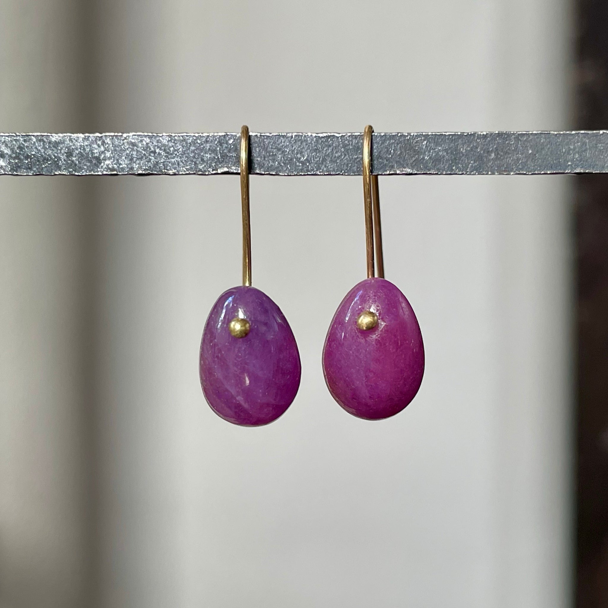 pink sapphire egg earrings