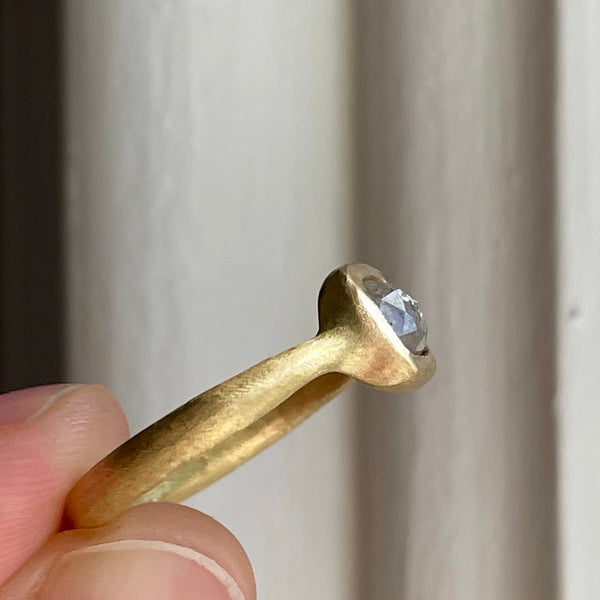 square silvery diamond ring