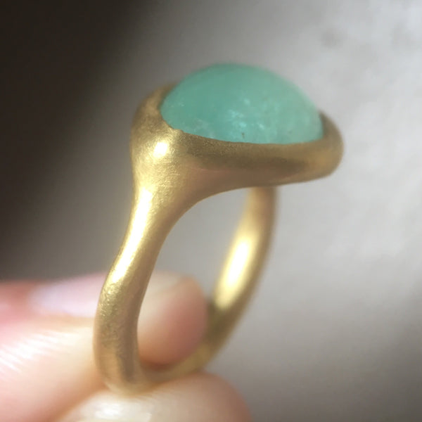 large teardrop Russian emerald ring